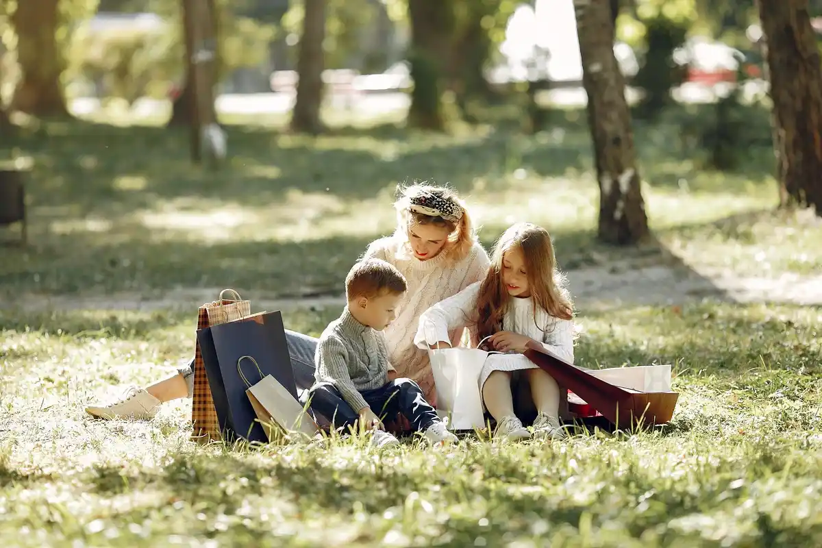 family garden enjoying outdoor activities