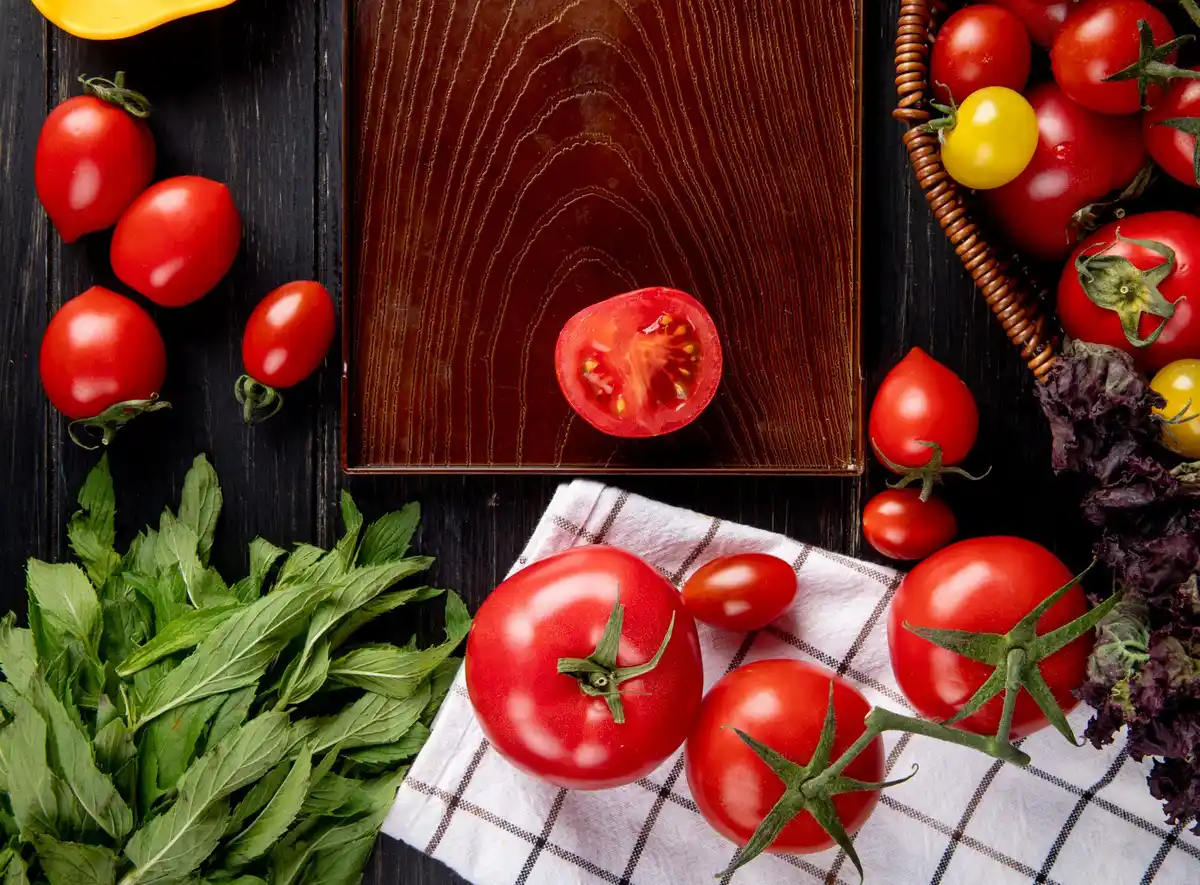 home garden heirloom tomatoes ripe fresh