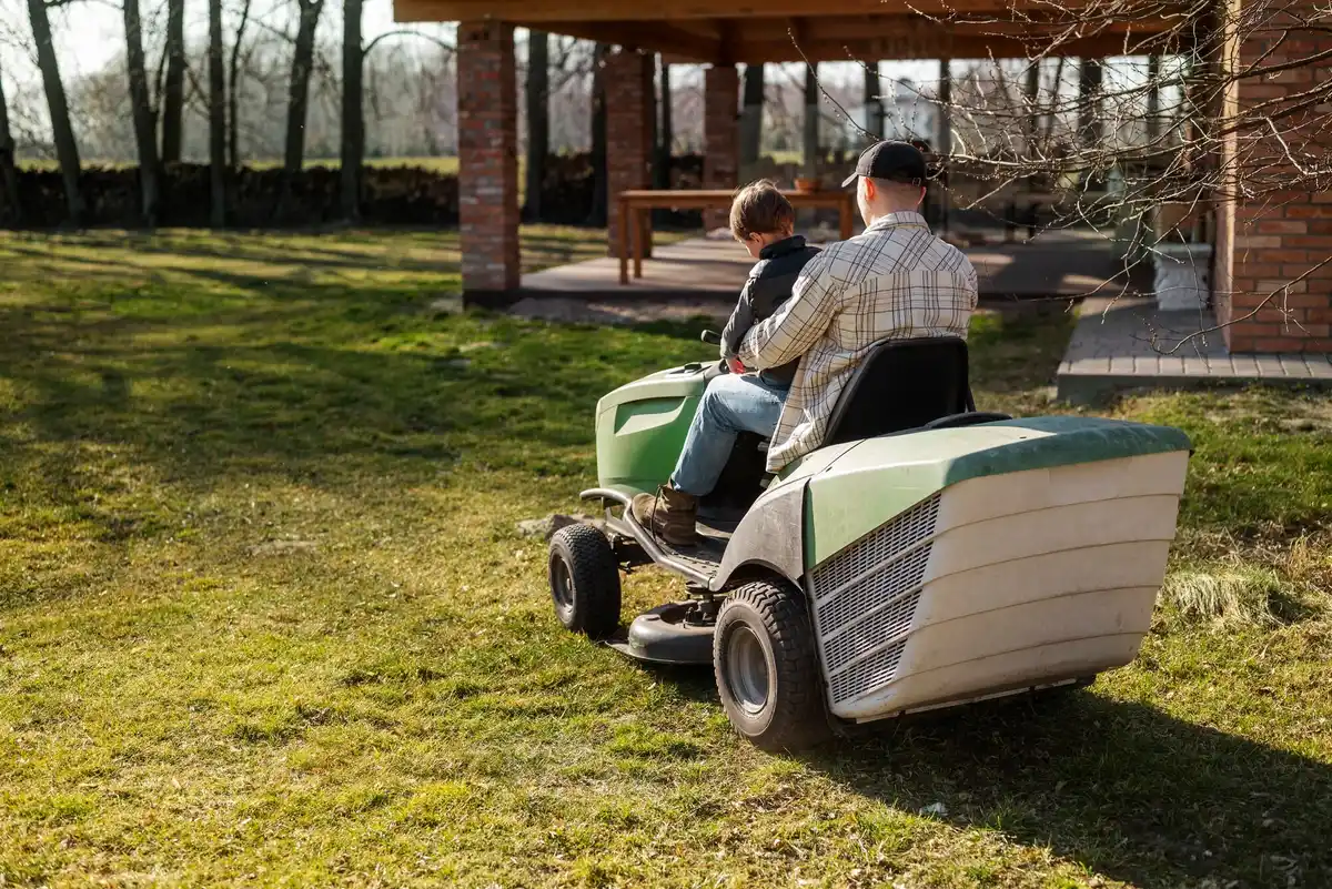 robot lawn mower working in garden Netherlands