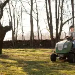 well-maintained lawn mower in garden