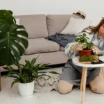 Dutch living room with green plants cozy interior