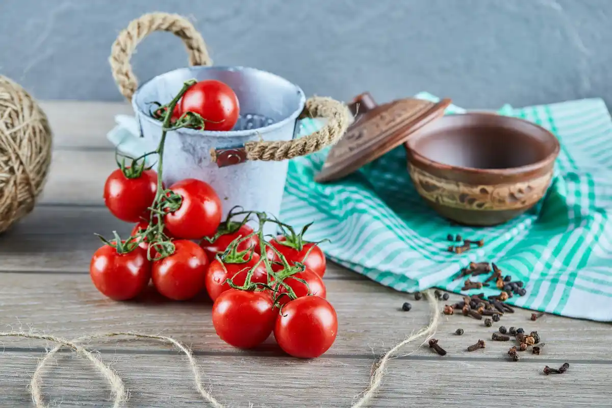 balcony container garden with tomatoes and peppers