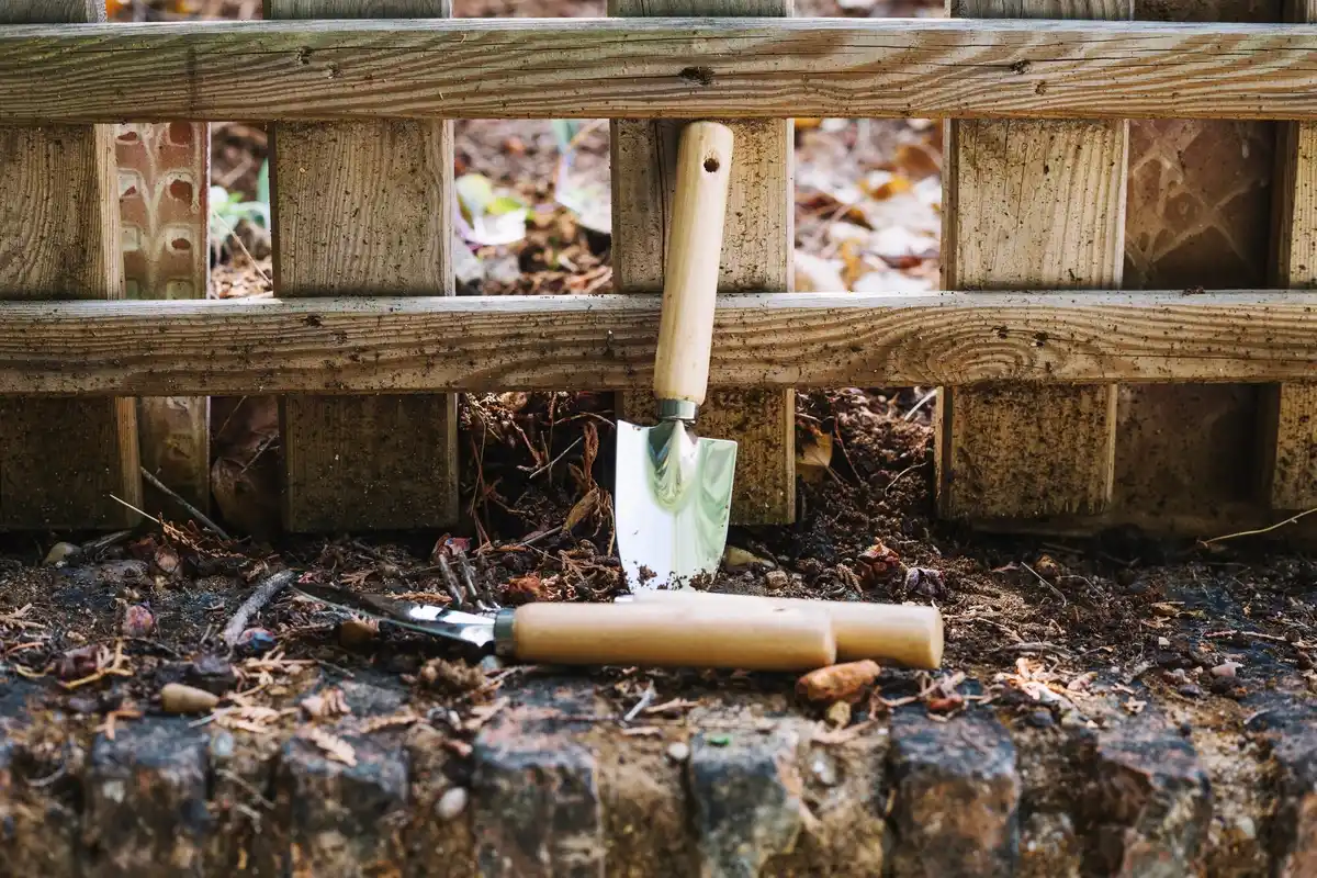cordless garden tools in Dutch backyard