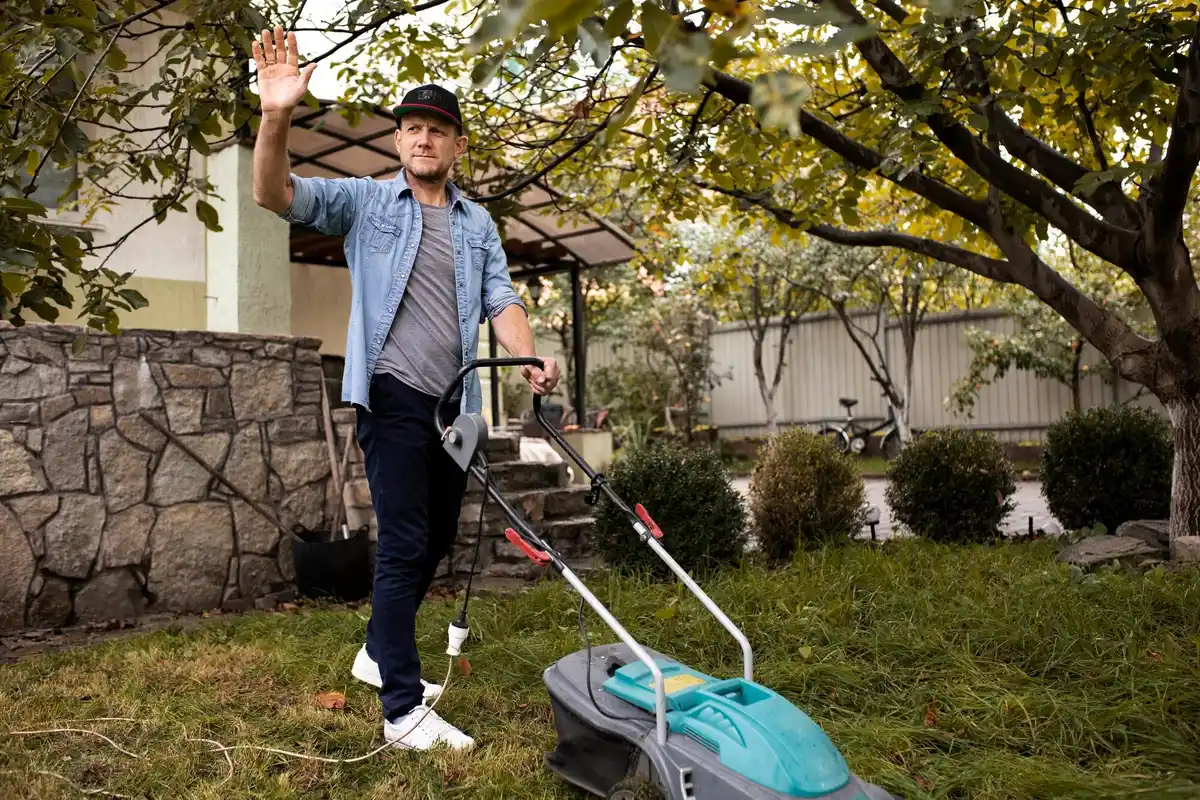 robot lawn mower in Dutch garden